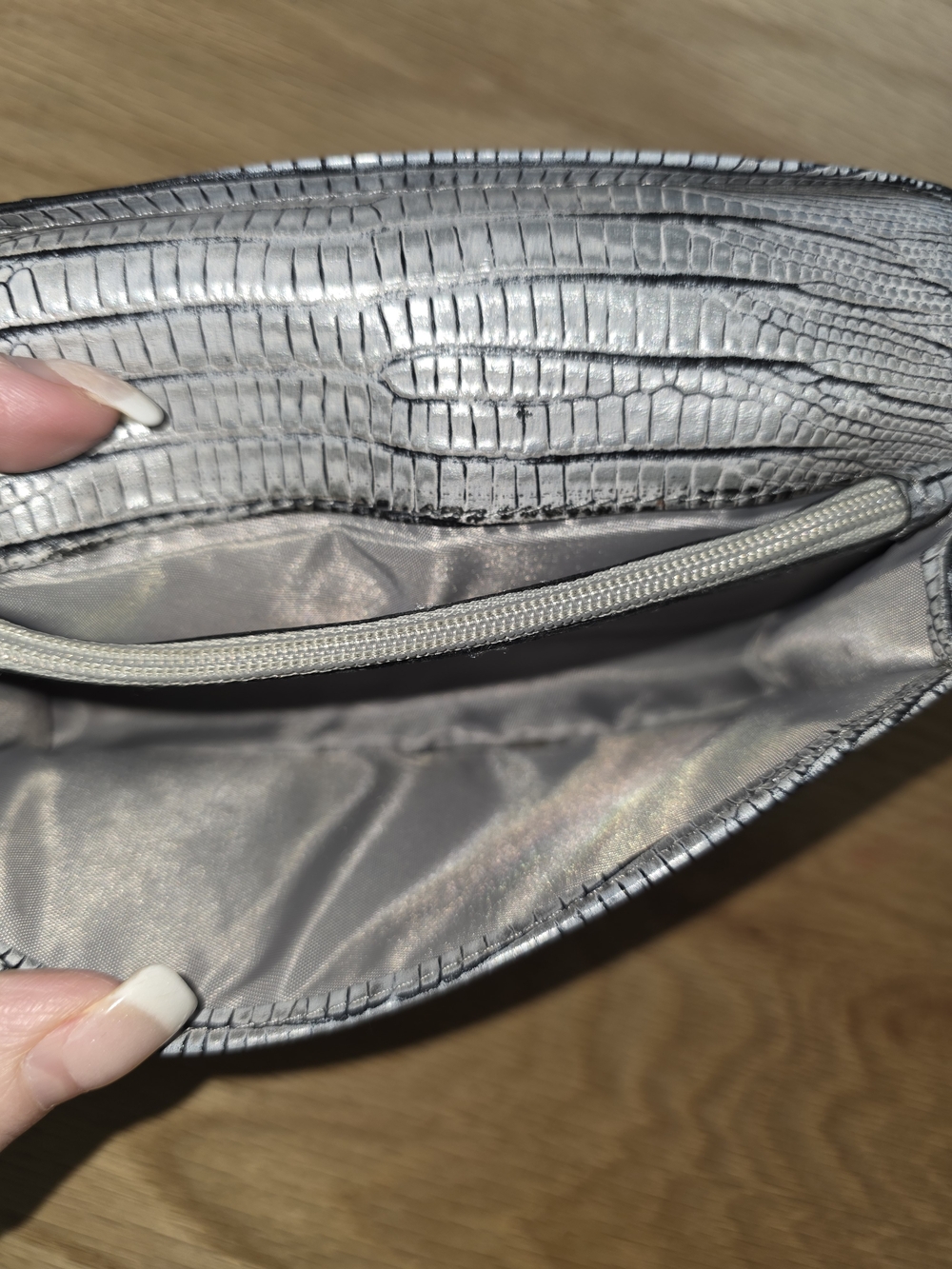 Brahmin Silver-Gray Embossed Wristlet Clutch - Picture 5 of 5